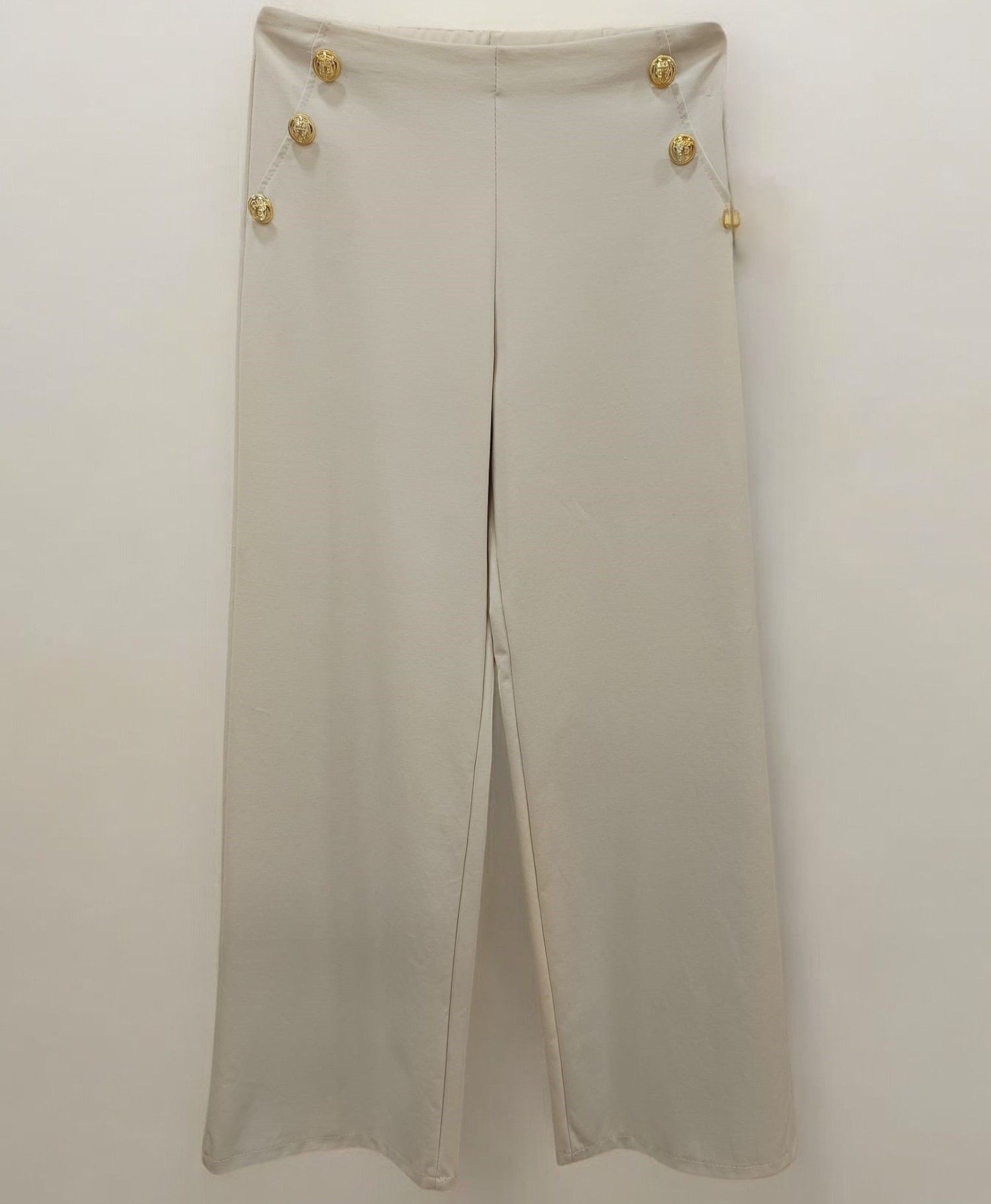 Pantalón de punto elástico tiro alto para mujer