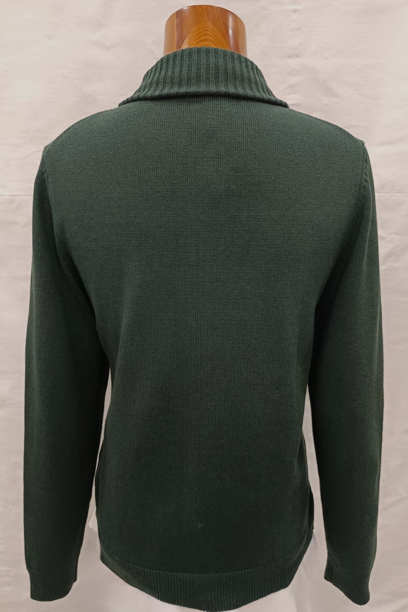 Cárdigan algodón grueso con cremallera y cuello polo verde hombre - Imagen 2