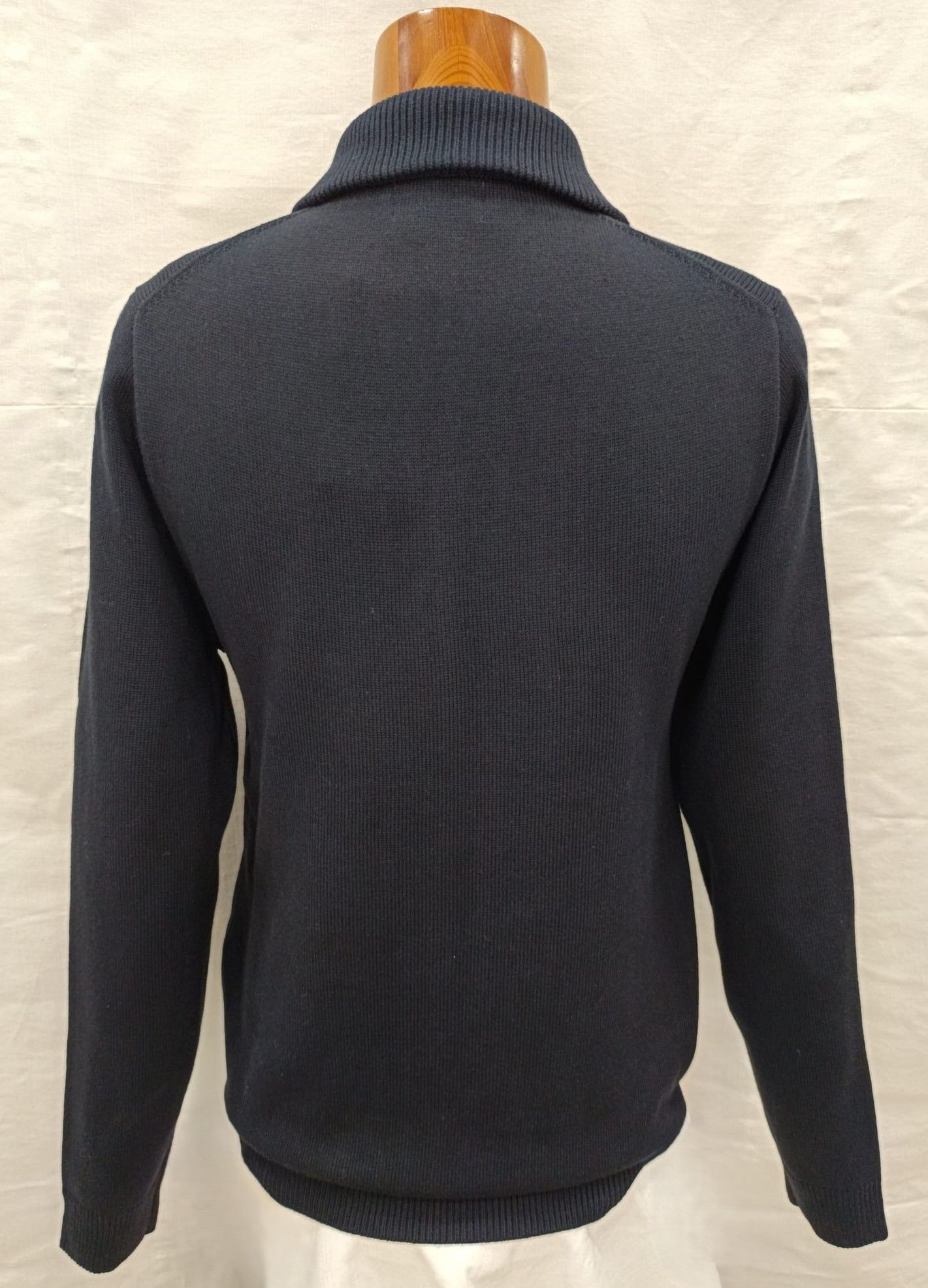 Cárdigan algodón grueso con cremallera y cuello polo marino hombre - Imagen 2