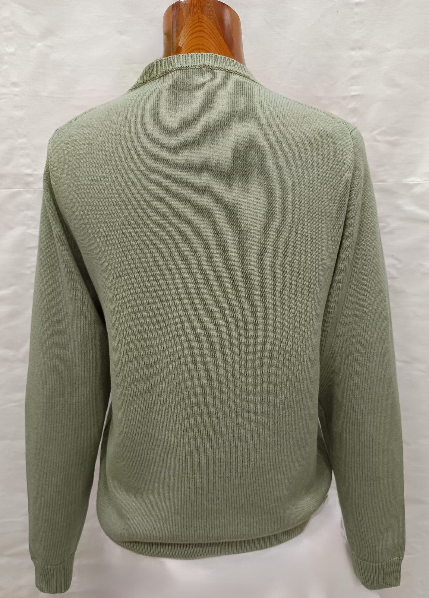 Jersey algodón cuello caja verde hombre - Imagen 2