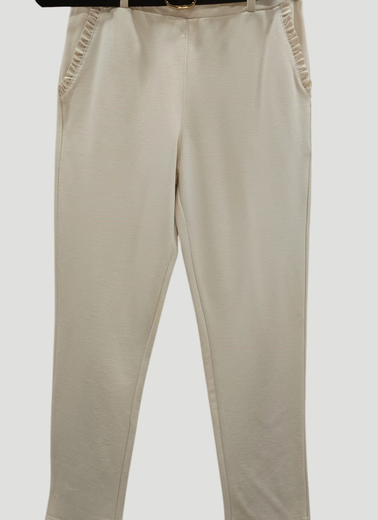 Pantalón chino de punto mujer tiro alto
