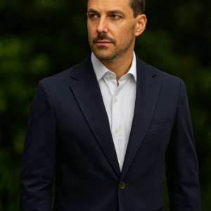 Americana de algodón azul marino tailored fit hombre