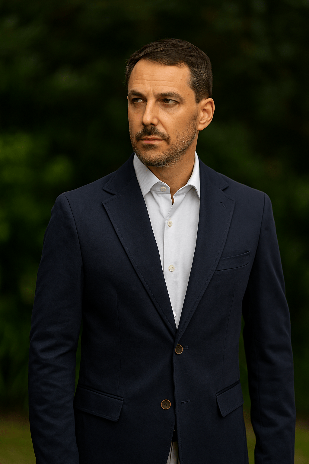 Americana de algodón azul marino tailored fit hombre