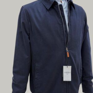 Chaqueta de algodón con cremallera azul marino para hombre