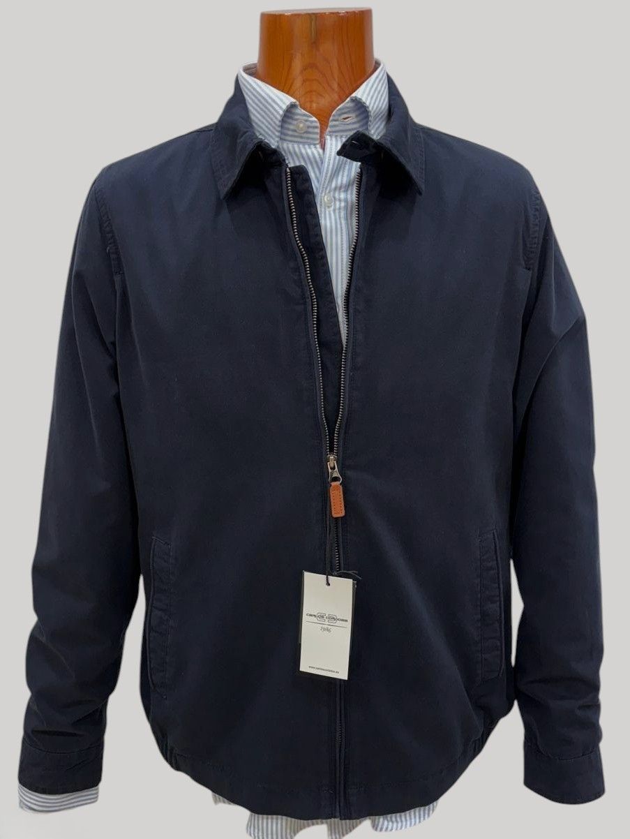 Chaqueta de algodón con cremallera azul marino para hombre - Imagen 2