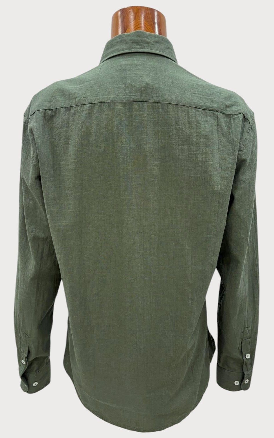 Camisa guayabera de algodón/lino verde hombre - Imagen 2