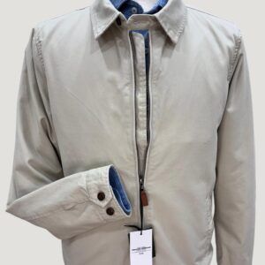 Chaqueta de algodón con cremallera beige para hombre