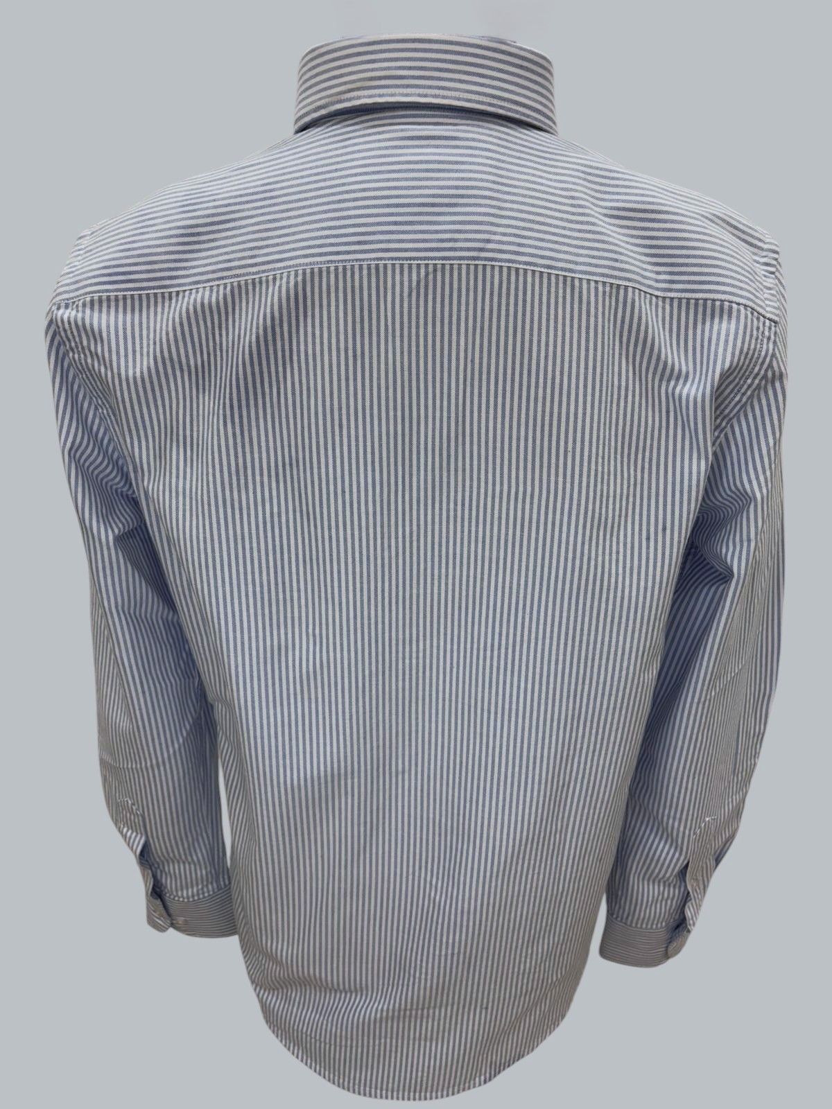 Camisa oxford de rayas azul 100% algodón hombre - Imagen 4