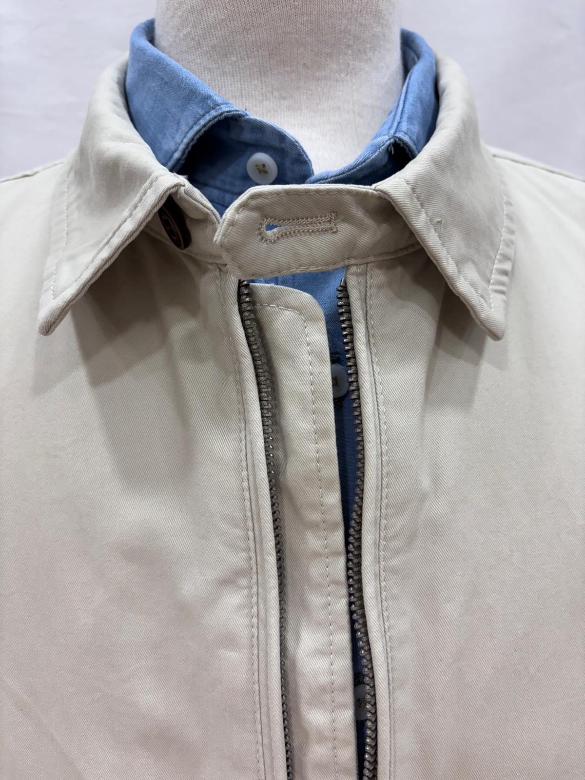 Chaqueta de algodón con cremallera beige para hombre - Imagen 3