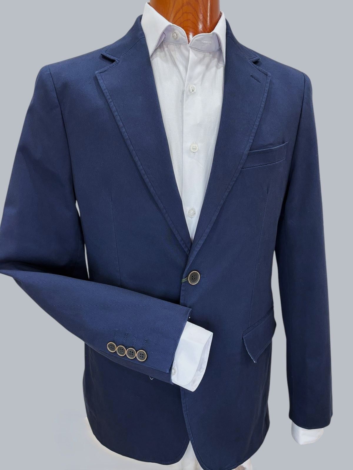 Americana de algodón azul marino tailored fit hombre - Imagen 5