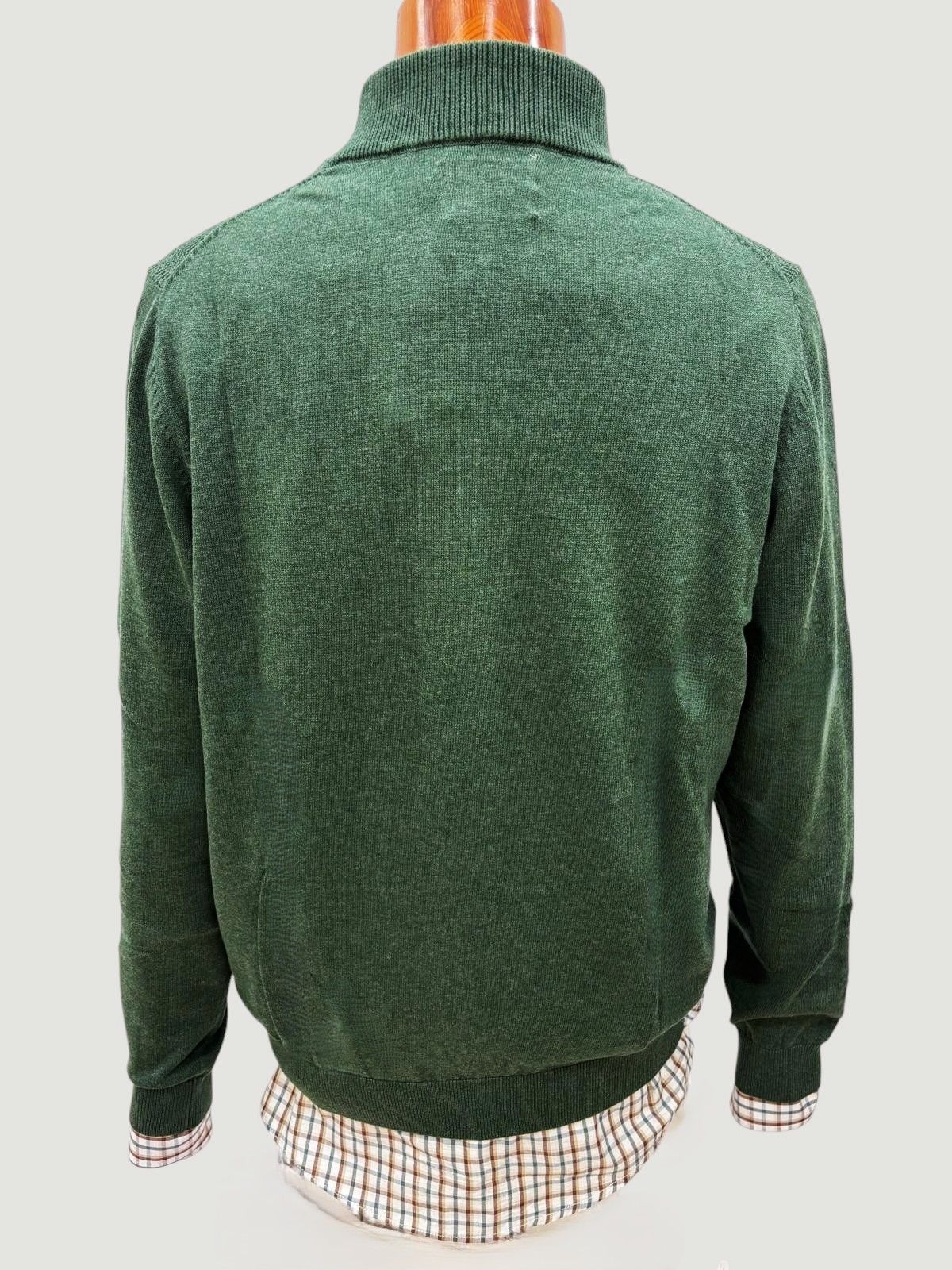 Cárdigan de algodón cuello alto y cremallera beige hombre - Imagen 2