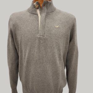 Jersey teckel topo de algodón media cremallera y botón hombre