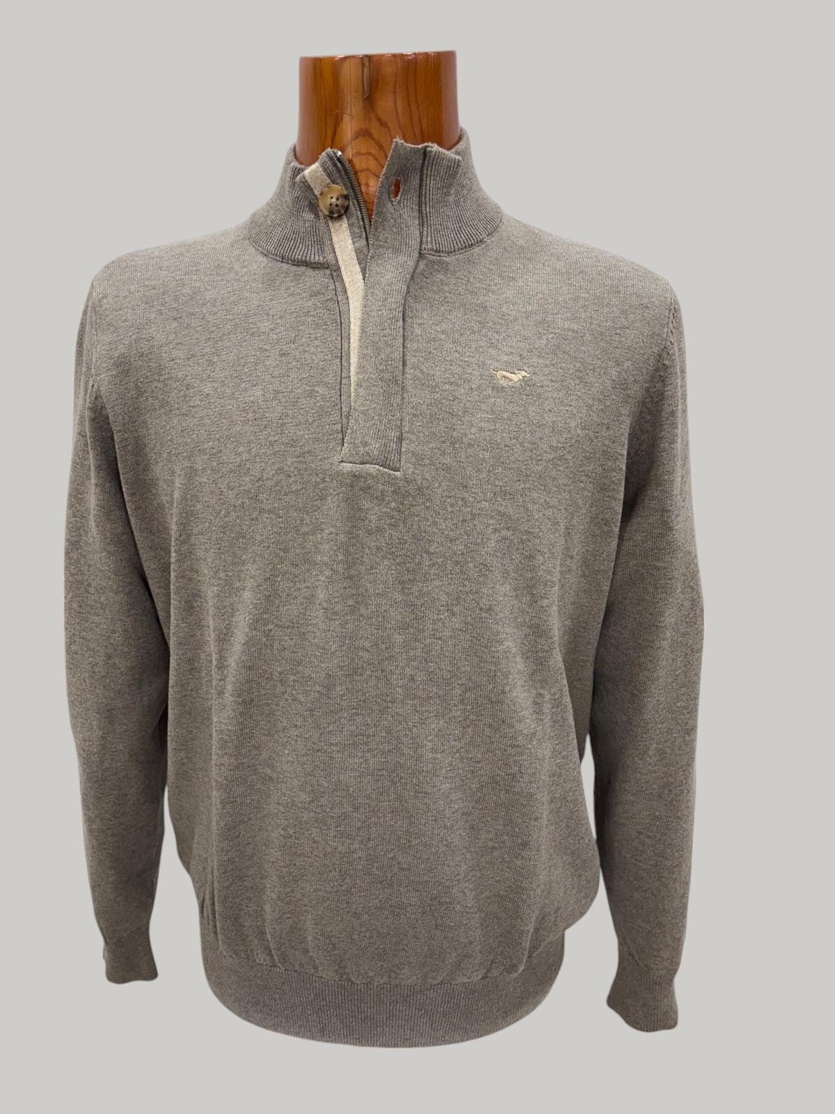Jersey teckel topo de algodón media cremallera y botón hombre