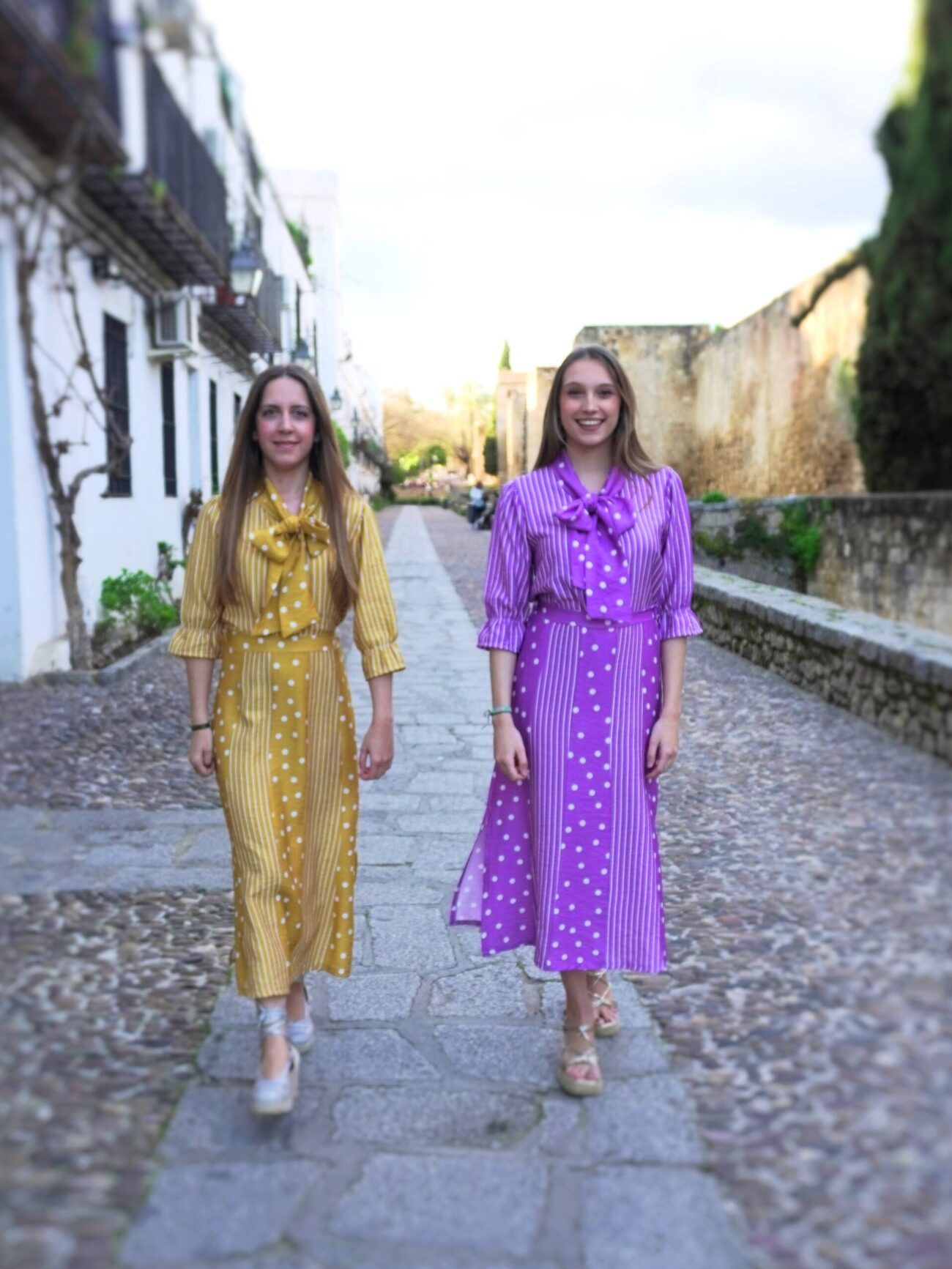 falda midi de rayas y lunares para mujer