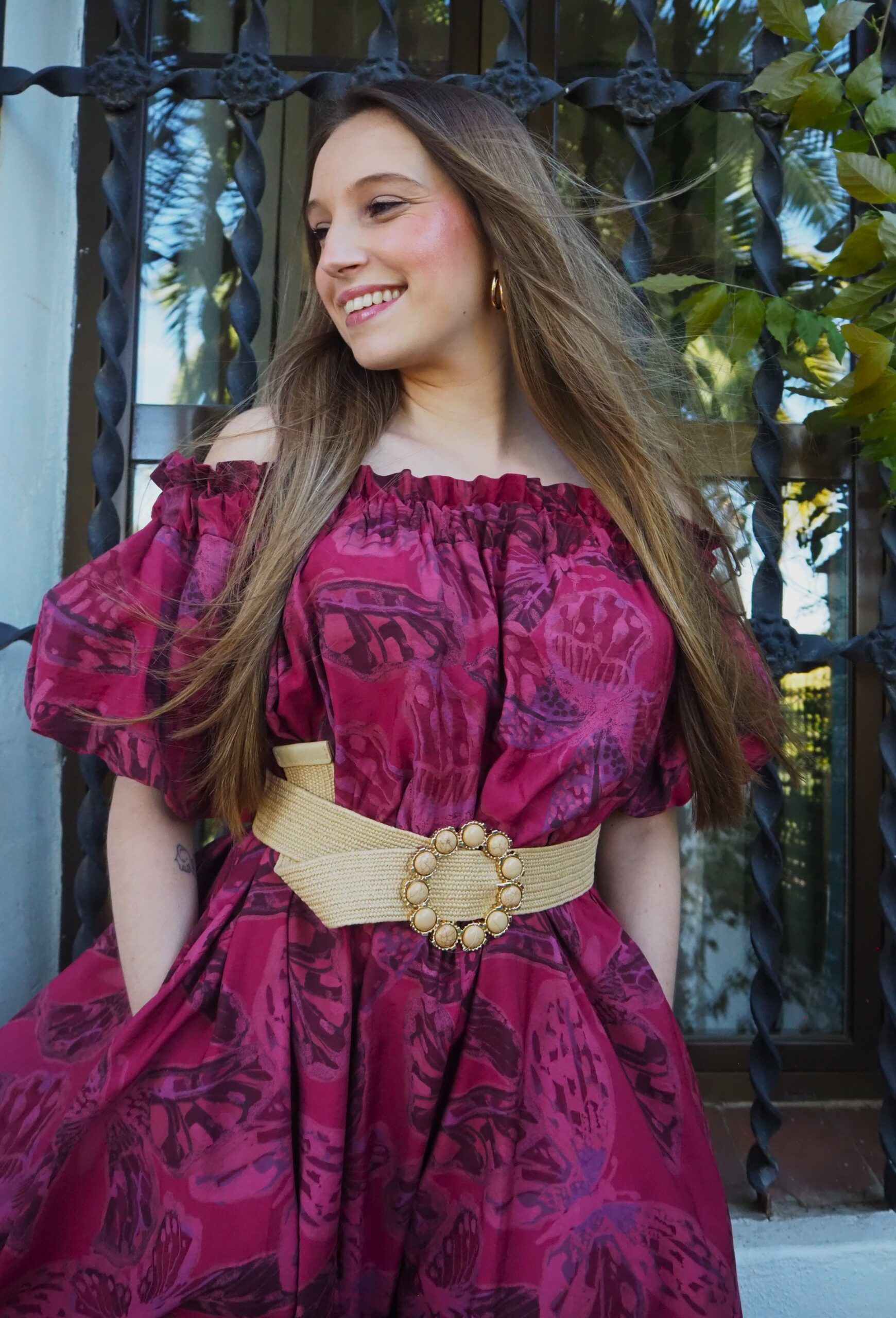 Vestido largo floral abullonado - Imagen 4