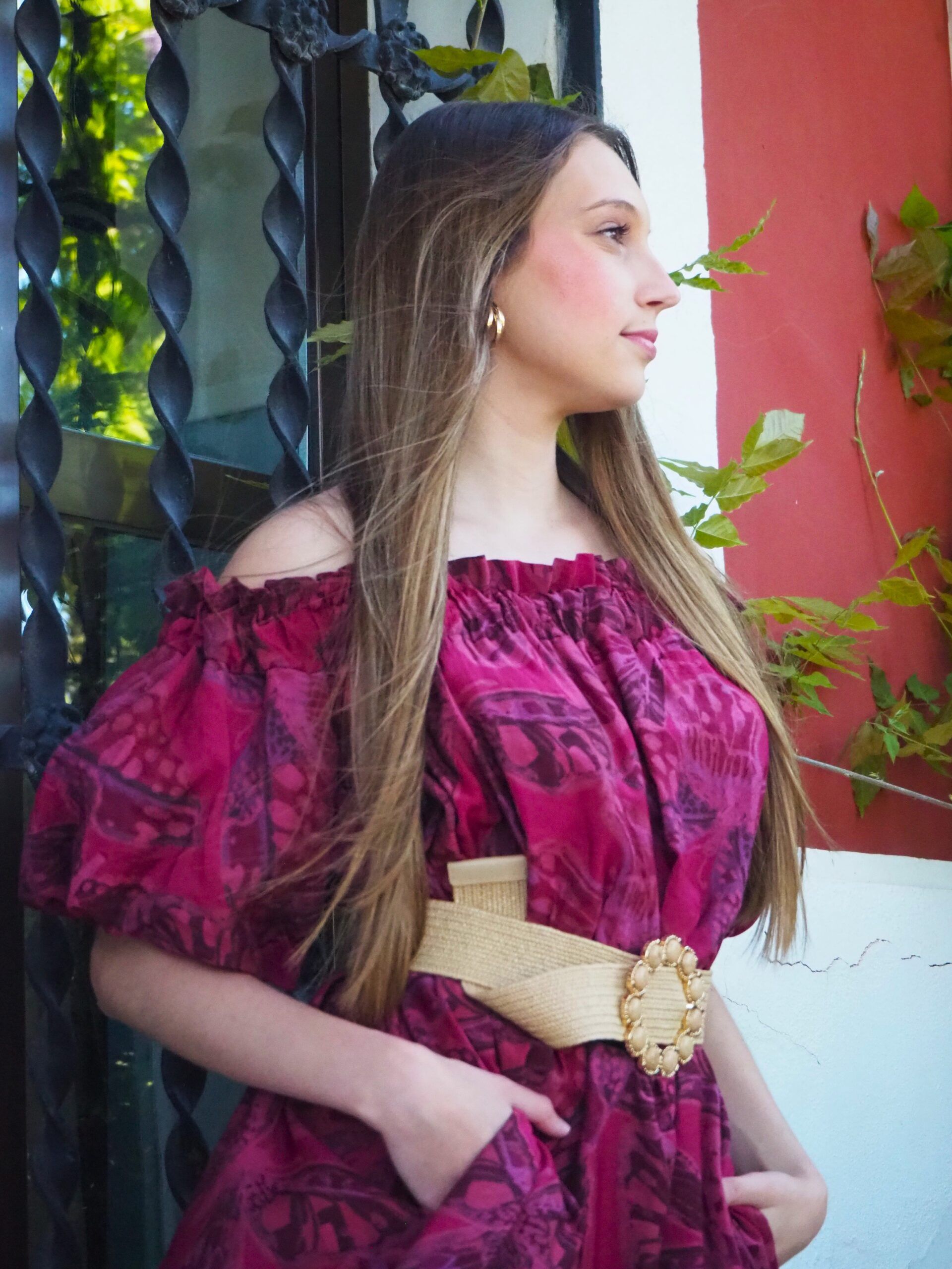 Vestido largo floral abullonado - Imagen 5