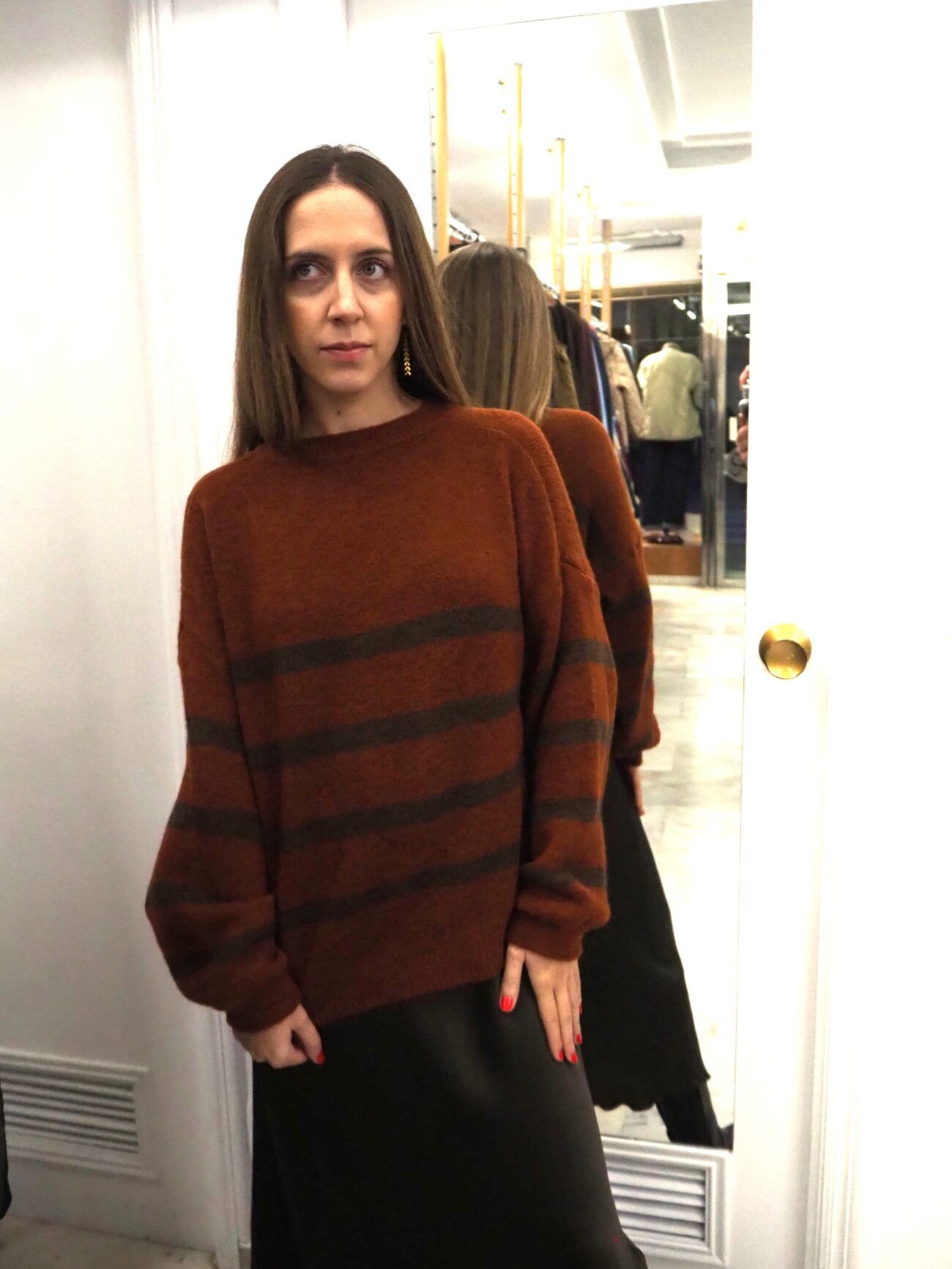 Jersey de rayas oversize de punto suave mujer