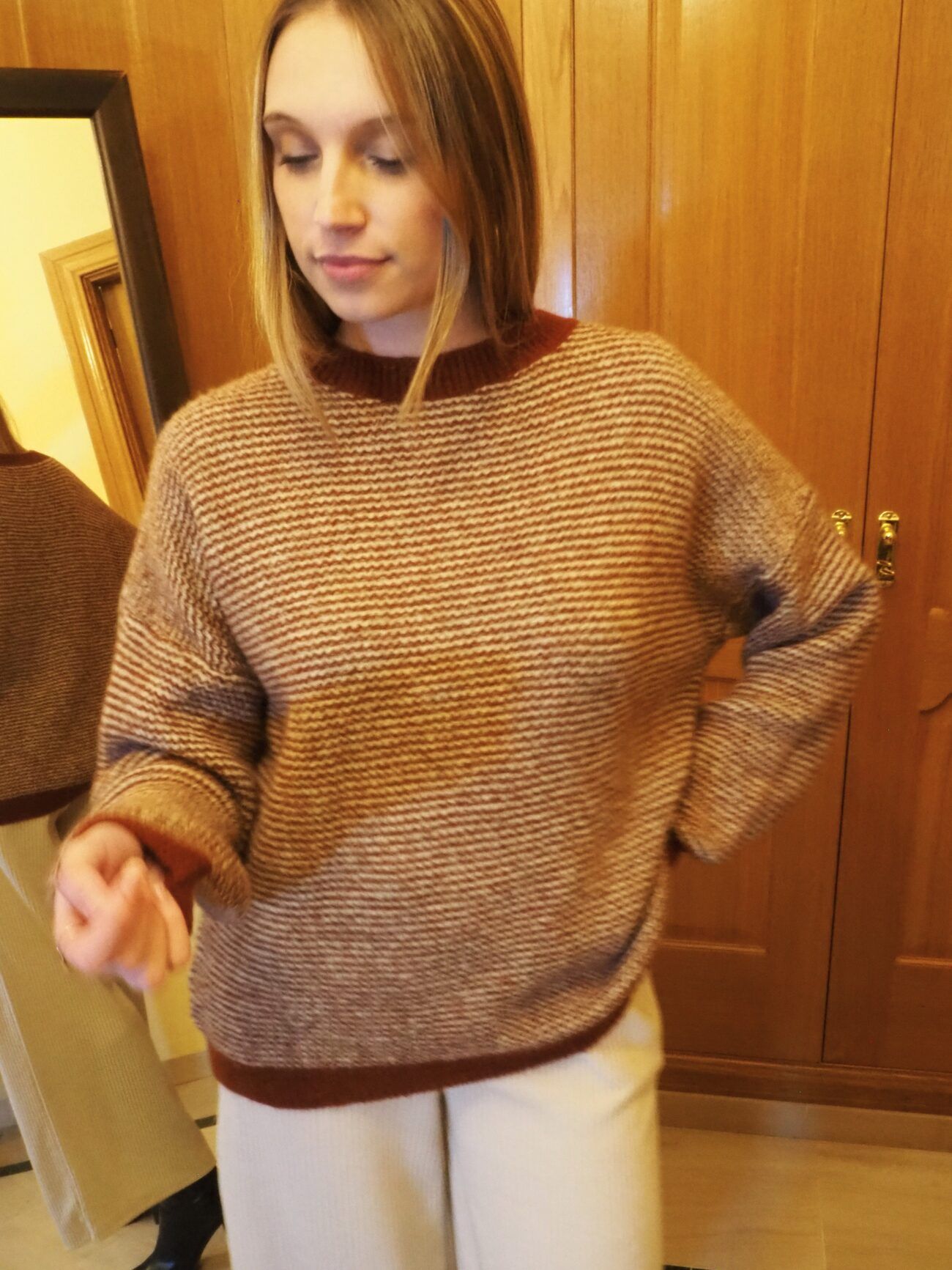 Jersey oversize jaspeado de punto gordito mujer
