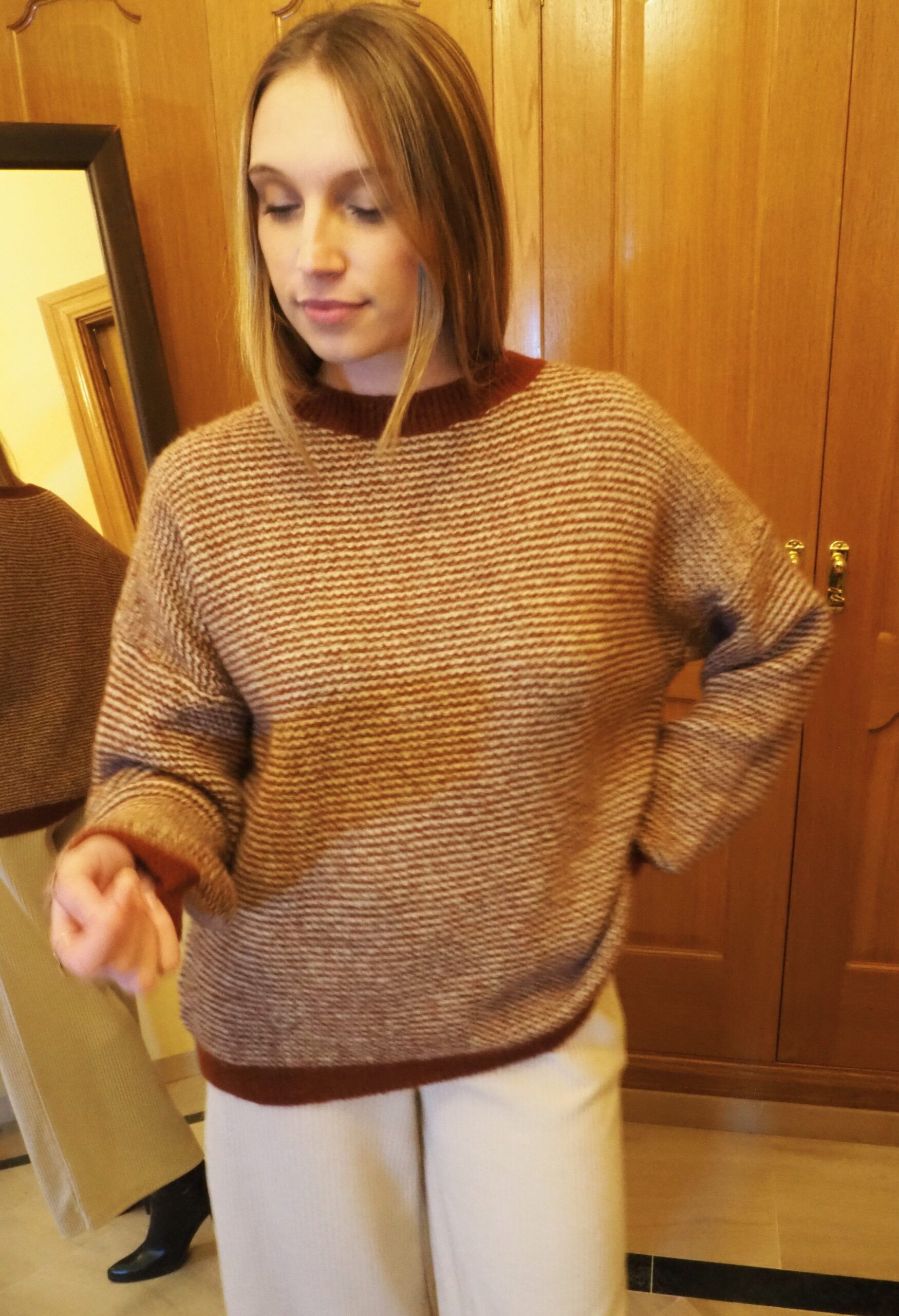 Jersey oversize jaspeado de punto gordito mujer