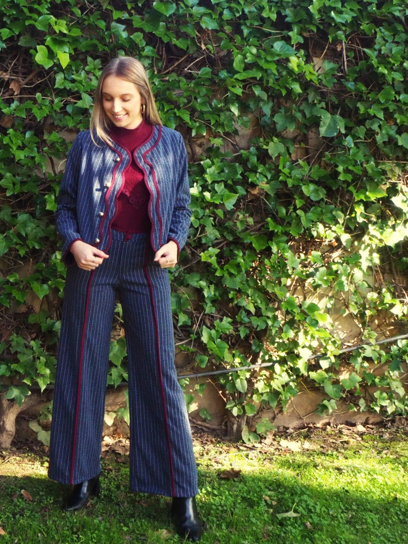 Pantalón lana raya diplomática mujer