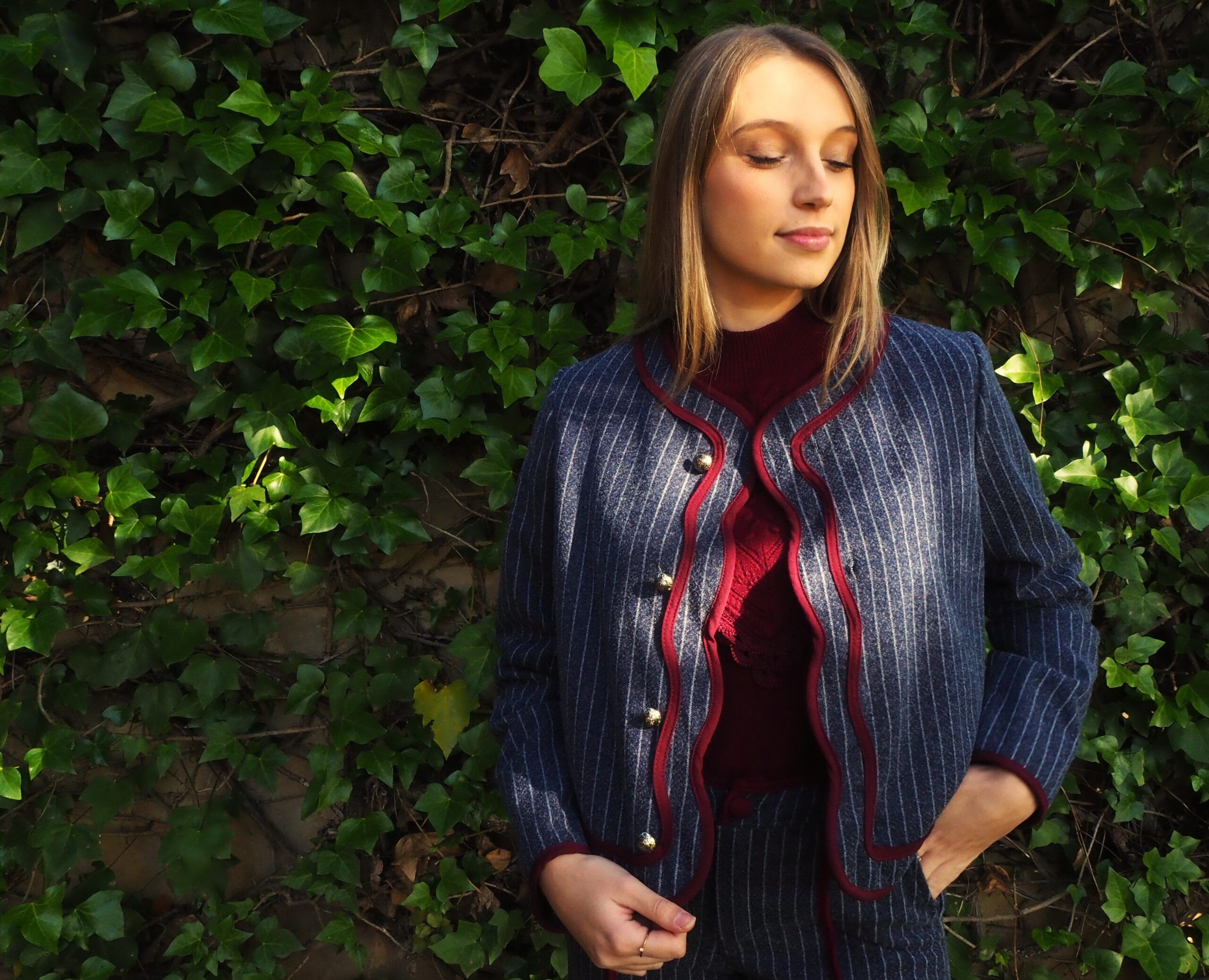 Chaqueta lana raya diplomática mujer