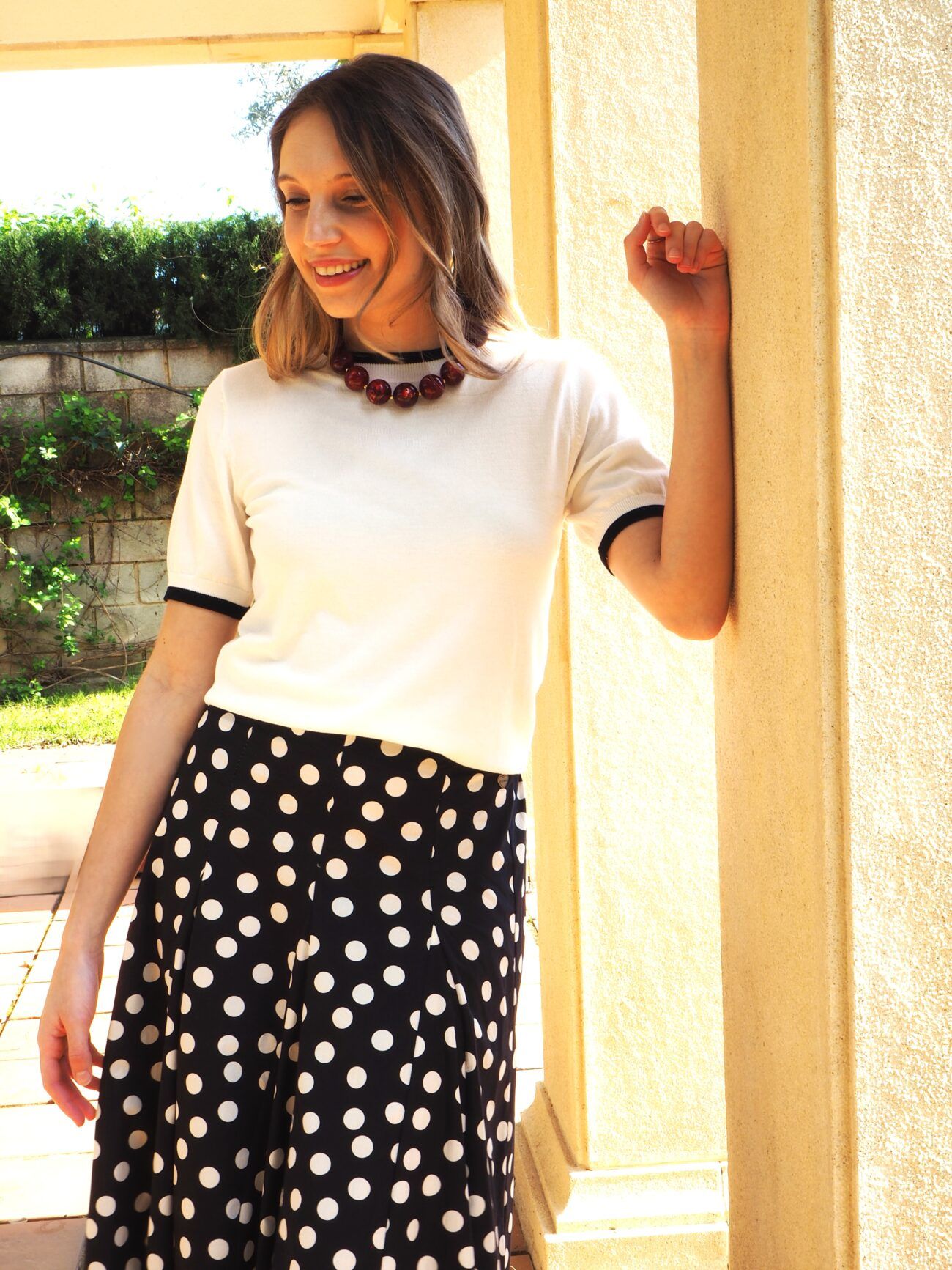 Jersey punto manga corta y cuello redondo mujer