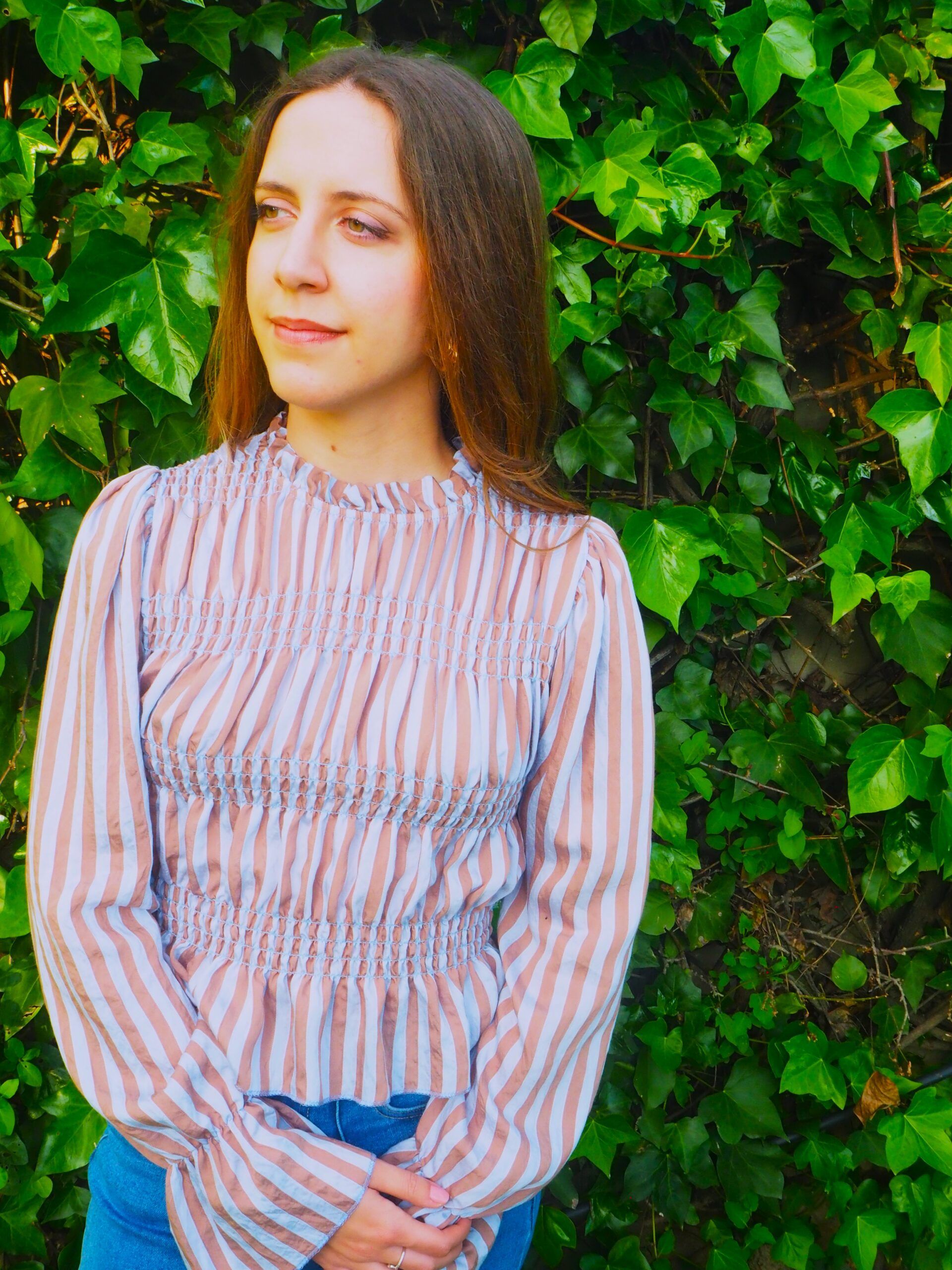 Blusa de rayas efecto nido de abeja elástico mujer - Imagen 10