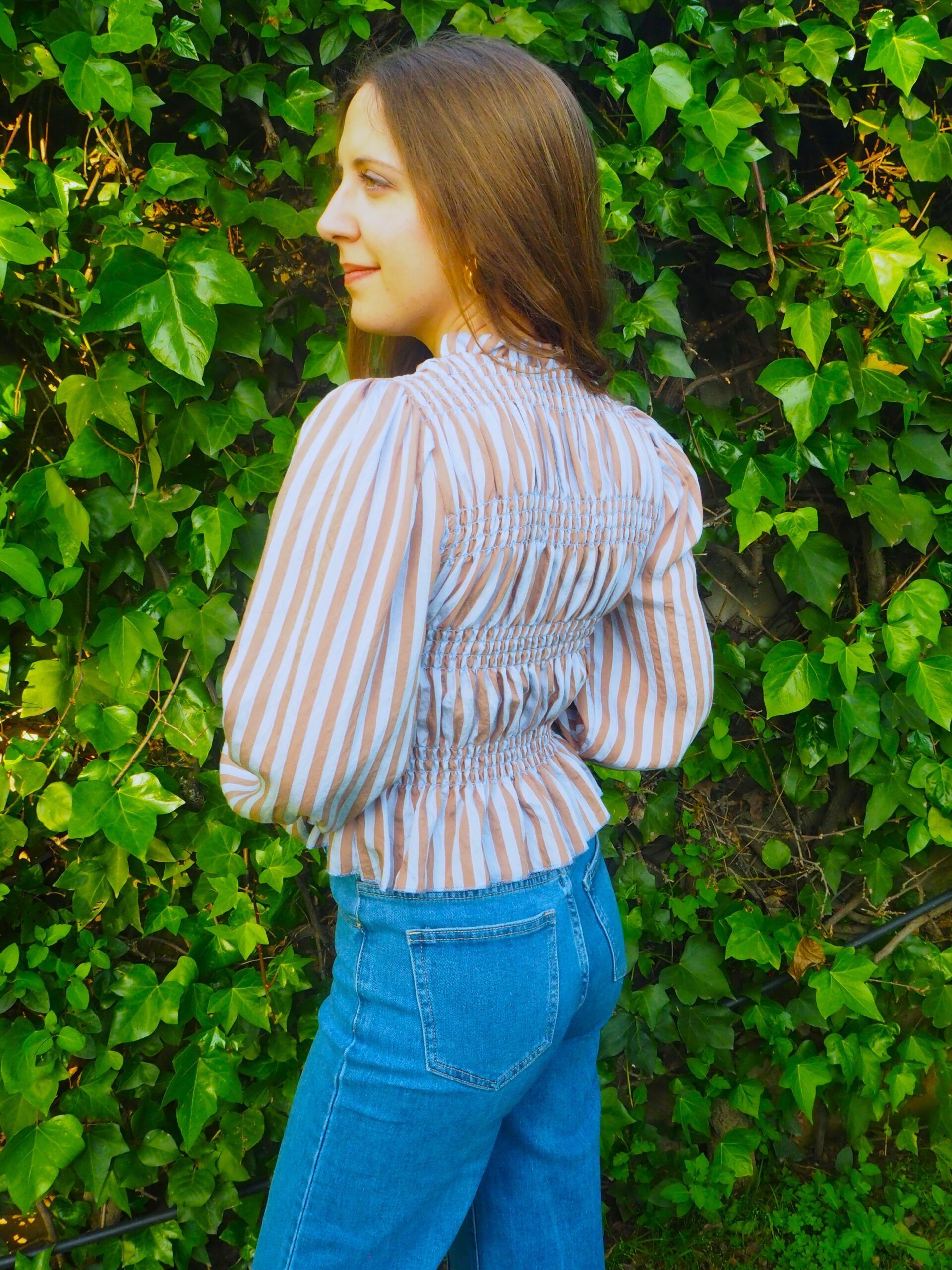 Blusa de rayas efecto nido de abeja elástico mujer - Imagen 12