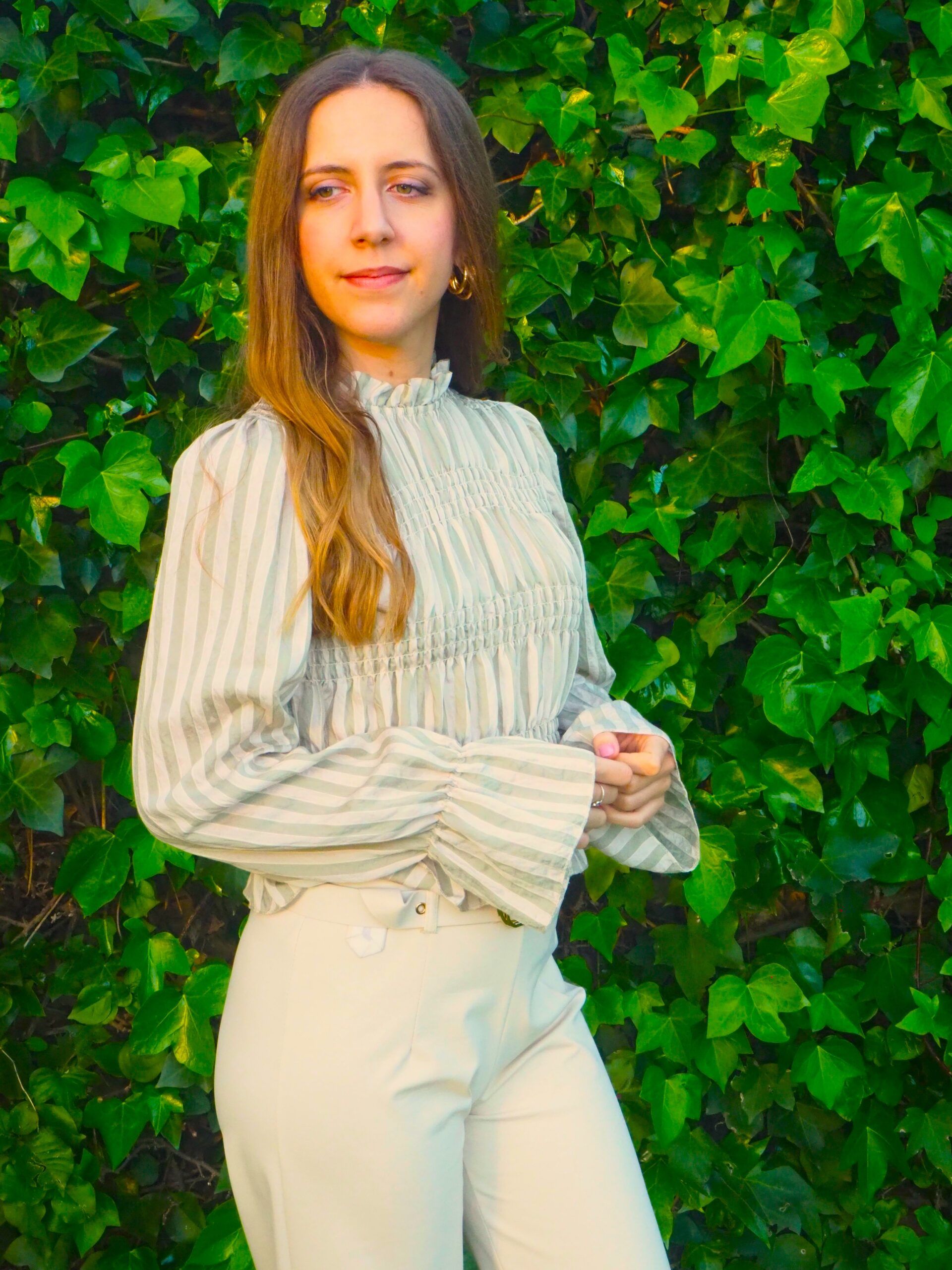 Blusa de rayas efecto nido de abeja elástico mujer - Imagen 6