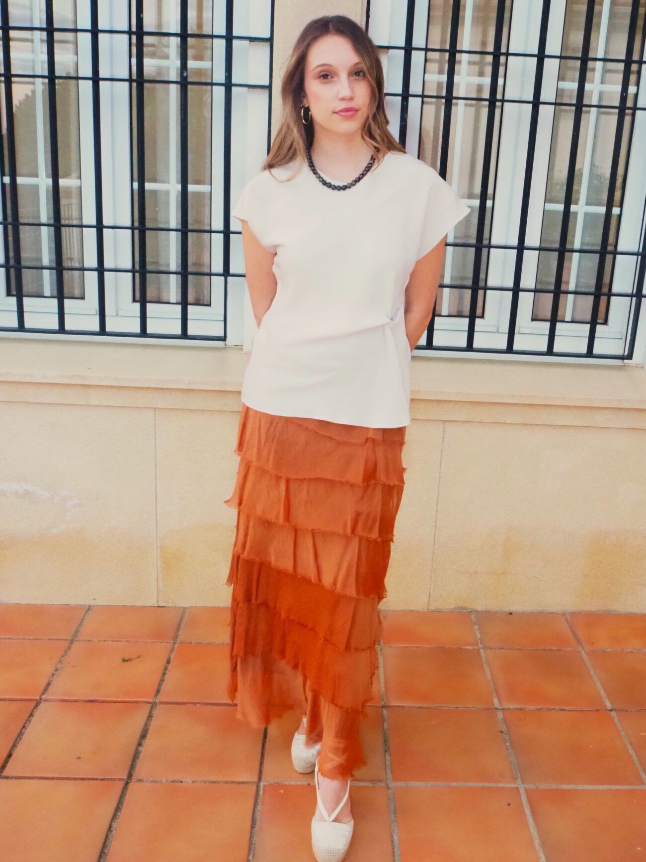 Blusa crepe nudo mujer