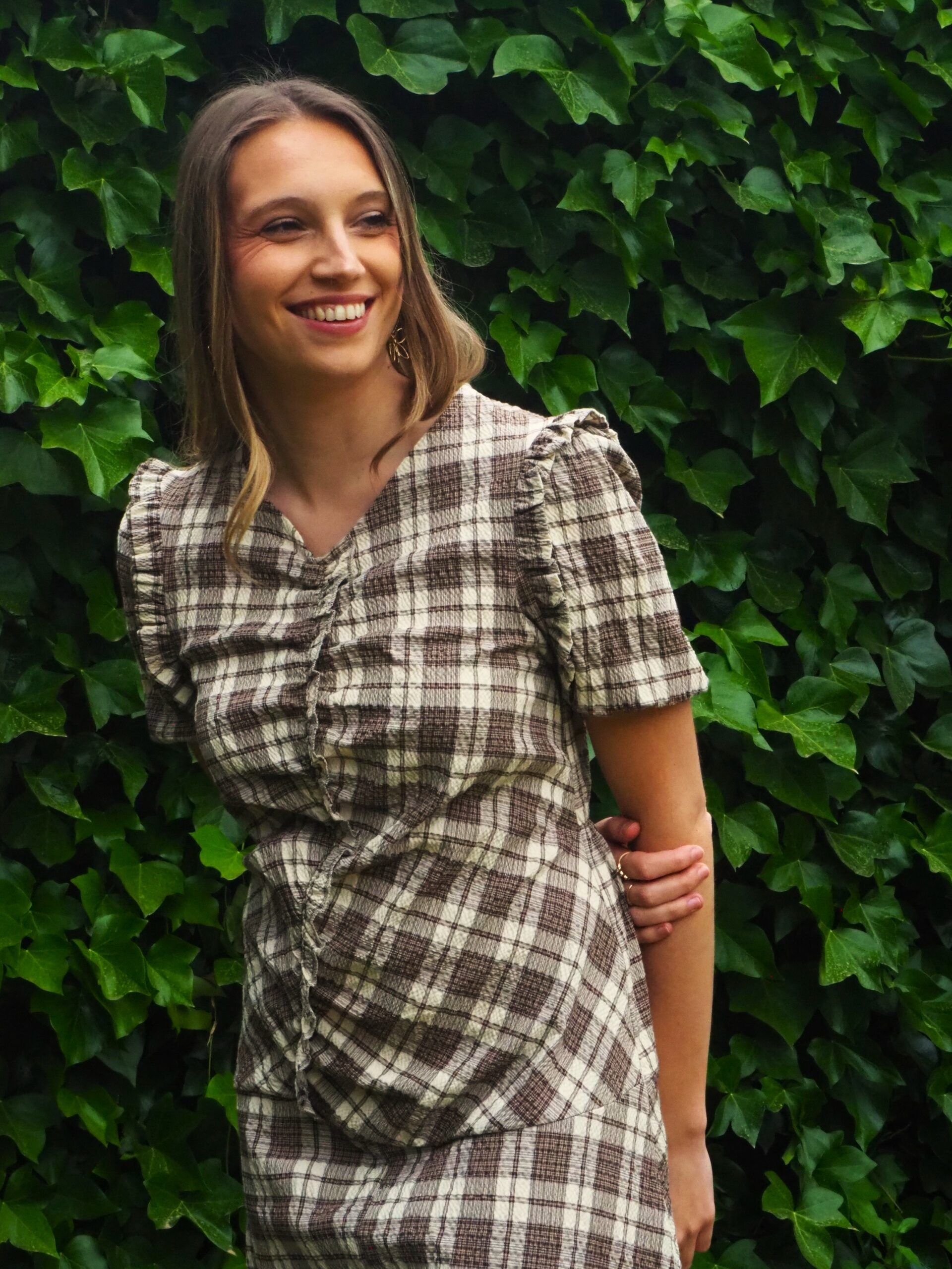 Vestido drapeado de cuadros asimétrico mujer - Imagen 19