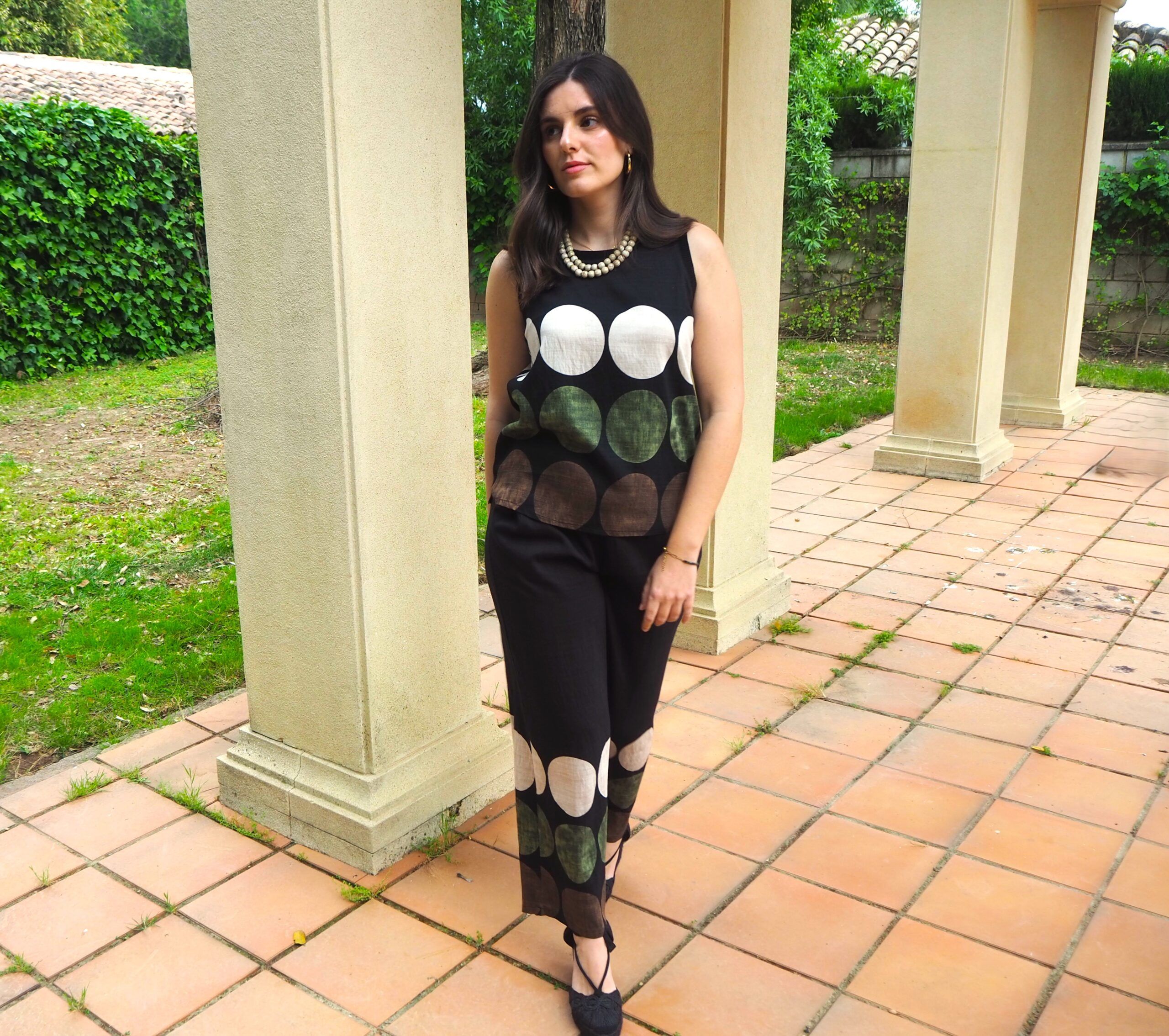 Pantalón pinza tiro alto de algodón conjunto bali mujer - Imagen 3
