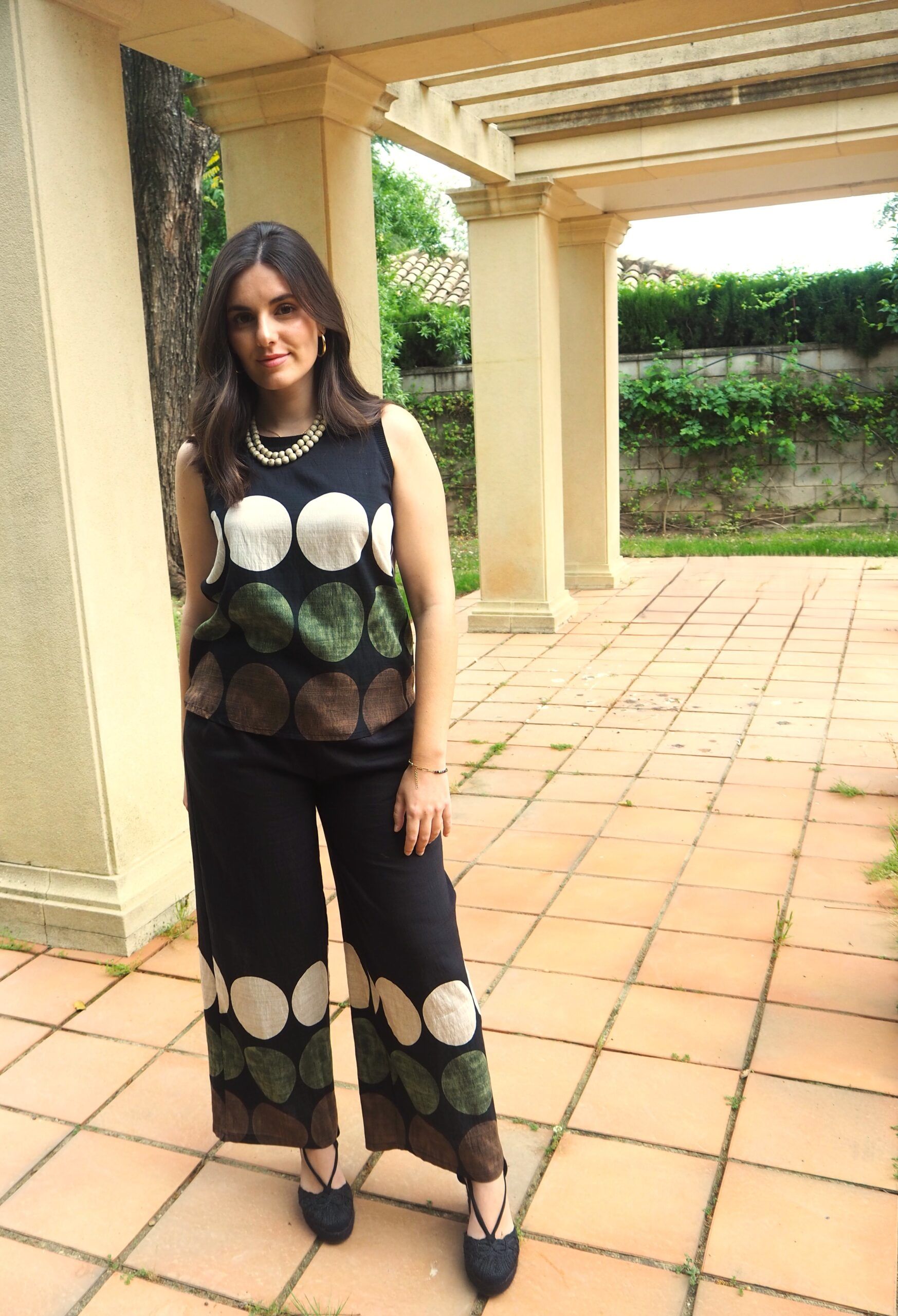 Pantalón pinza tiro alto de algodón conjunto bali mujer - Imagen 2