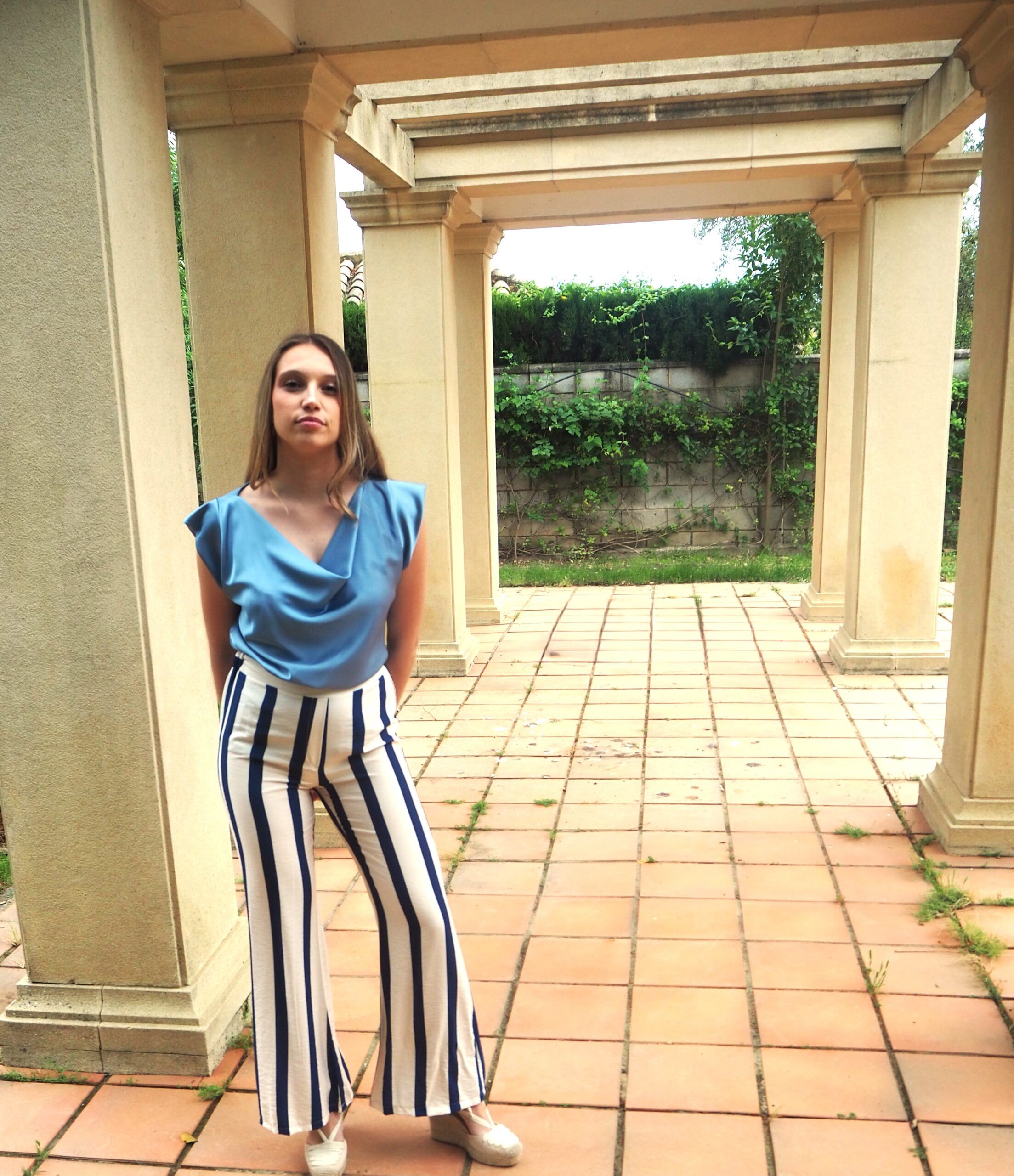 Pantalón raya marinera mujer