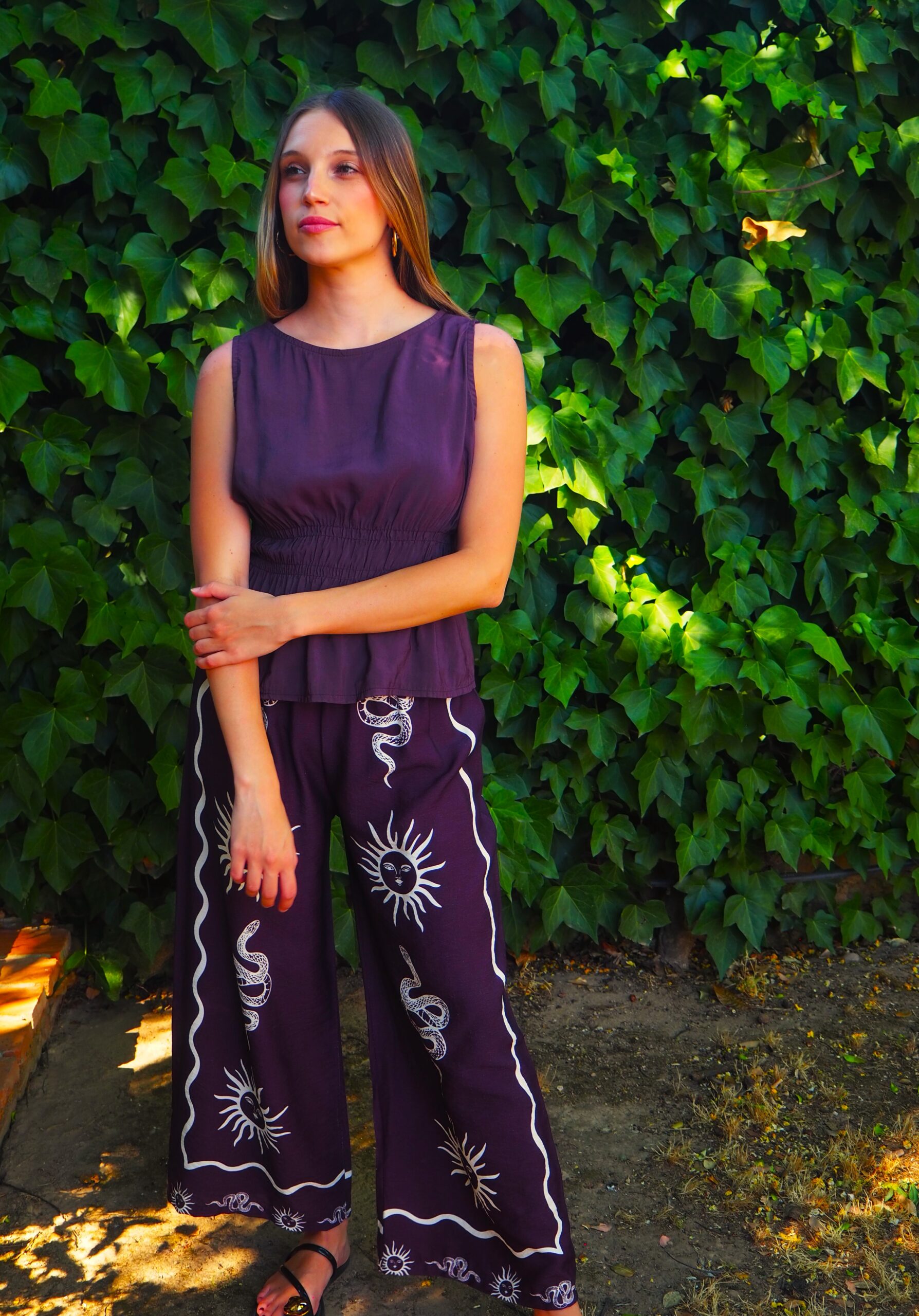 Pantalón recto de tiro alto venus morado - Imagen 6