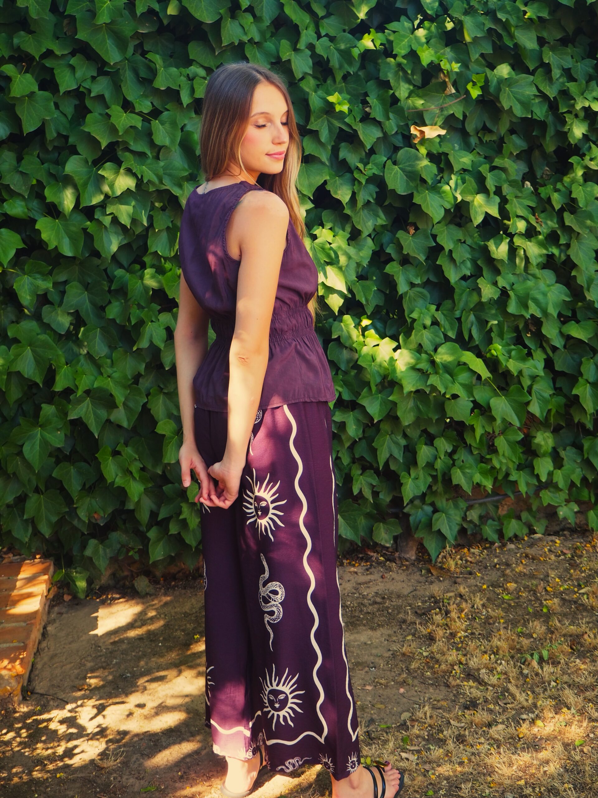 Pantalón recto de tiro alto venus morado - Imagen 4