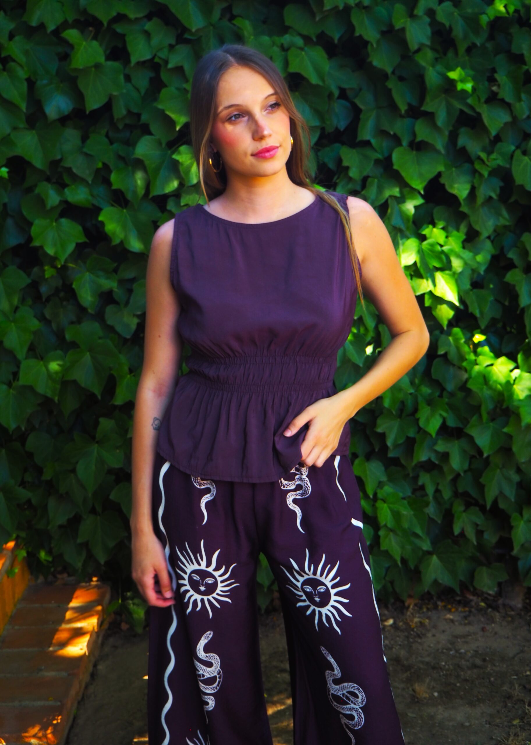 Pantalón recto de tiro alto venus morado - Imagen 3