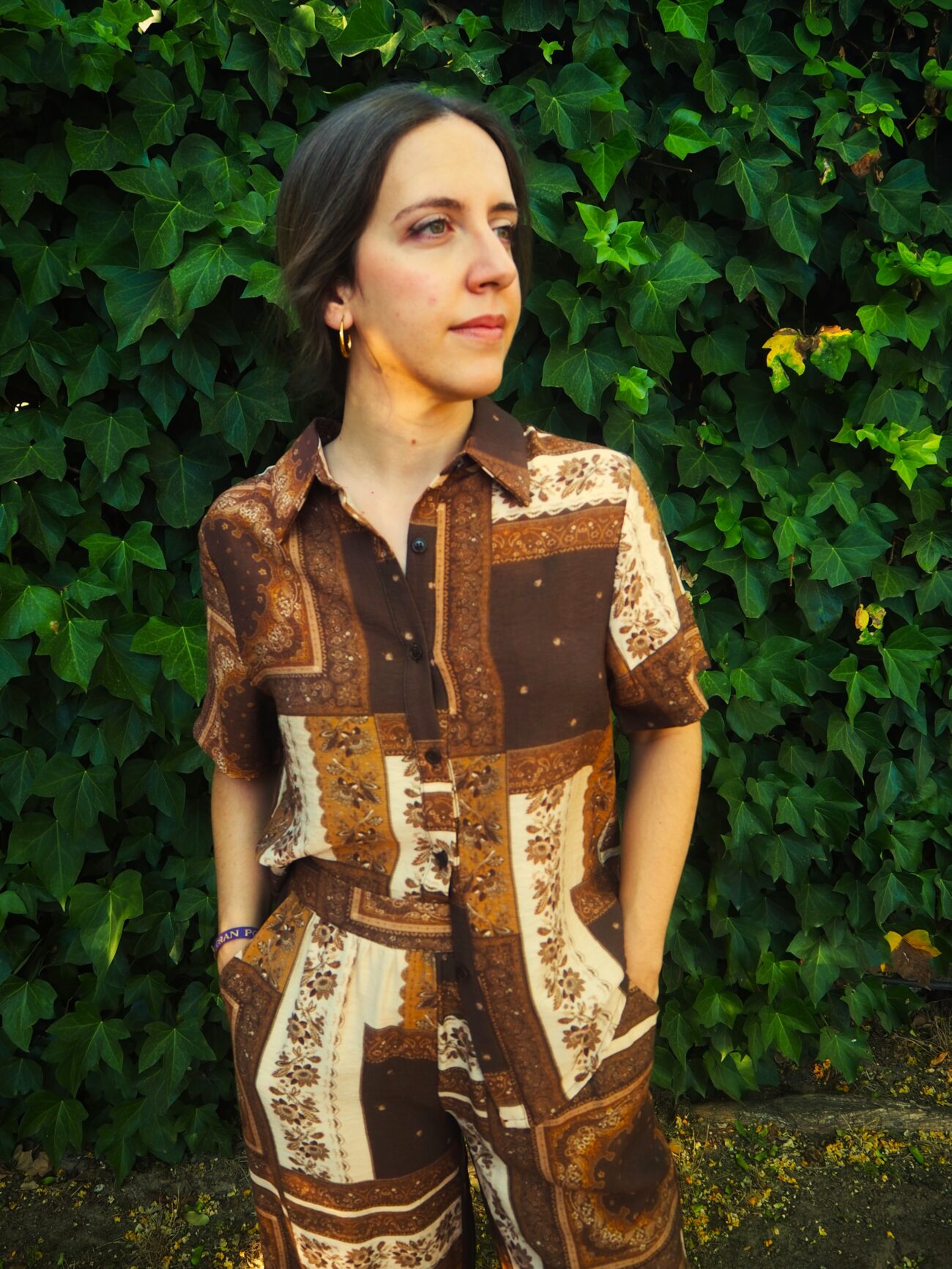Blusa total look patchwork camisera de manga corta