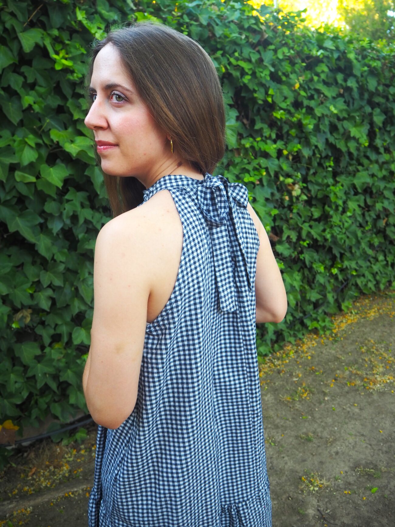Vestido halter vichy sin mangas marino